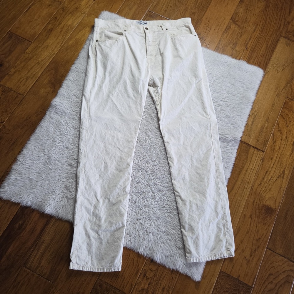 Guideboat Co. Cotton Linen Pants Men's 36 Tan Off-White